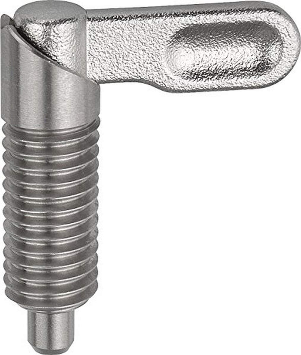 Kipp 03099-1041220 Stainless Steel Cam Action Indexing Plunger, Style A, Natural Finish, 12 mm Locking Pin Diameter, M20 Thread
