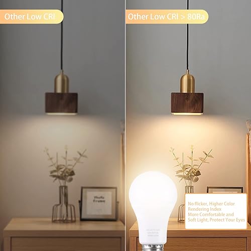 Miniatura 4 de Bombillas LED A19 con control remoto, bombillas de 800 lm 9 W (equivalente a 60 W), regulables continuas 3000K-6000K, base E26, CRI 80+, 2.4 GHz,