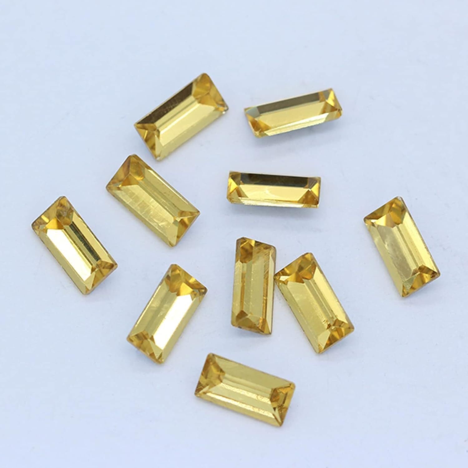 Cyrkonie, Kolory Prostokąt Punkt Folia Tylna Szkło Kamień Fasetowany Kryształ Cyrkonie Sztuka Paznokci Dekoracja DIY Biżuteria Robienie Koralików(Yellow,3x7mm 20pcs)