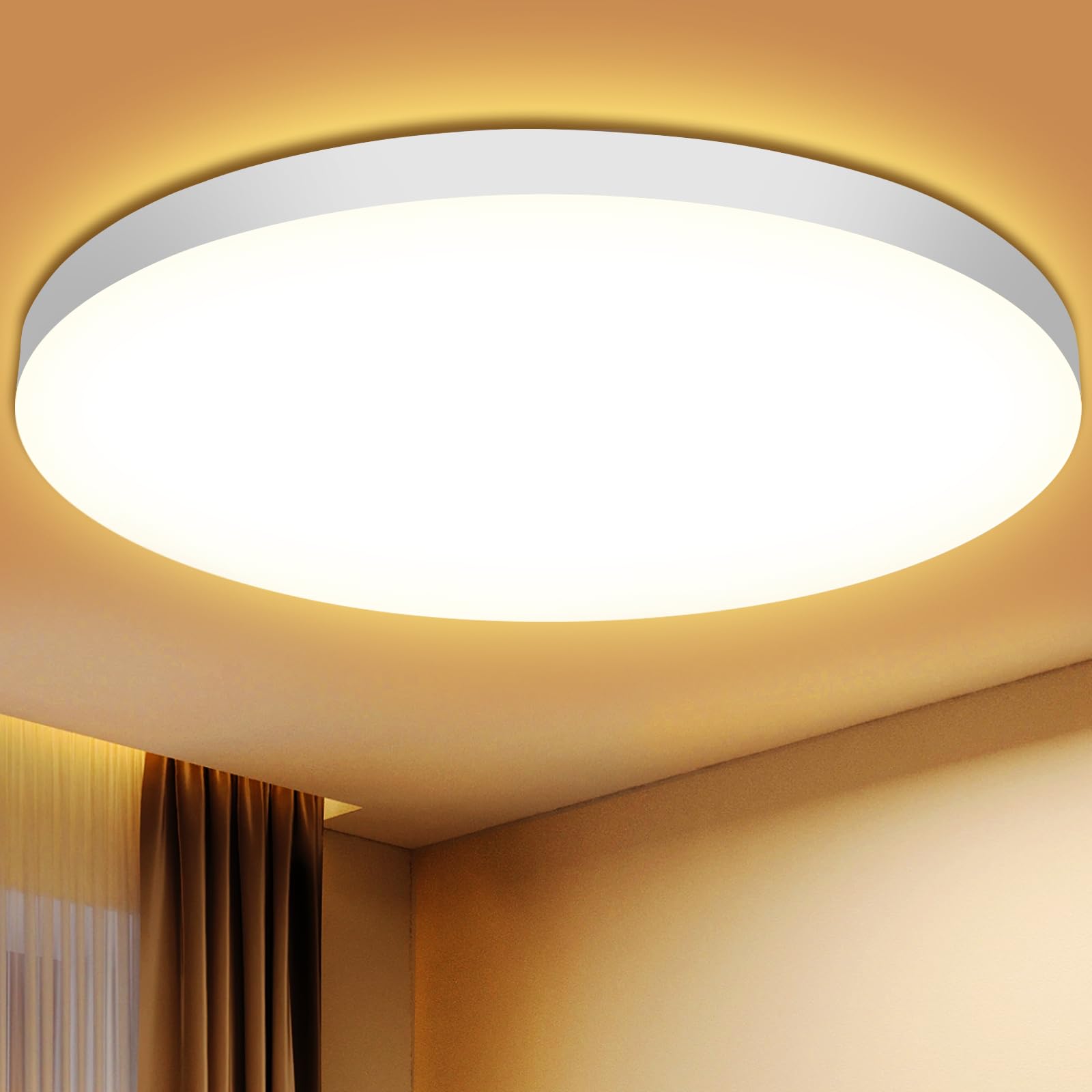 Plafoniera LED Soffitto 24W Lampada da Soffitto 3000K 2000LM Plafoniera Bagno IP44 Impermeabile Ø28CM Rotonda Lampadario LED Moderna Luce Soffitto per Cameretta, Cucina, Soggiorno, Balcone, Corridoio