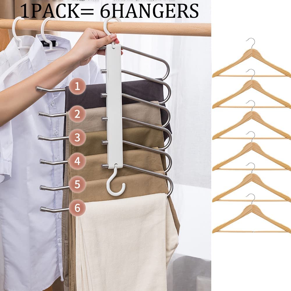 Cintres Pantalons Pliable 6 In 1 Gain De Place Cintres Pour Pantalons