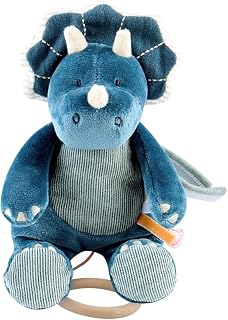 NOUKIE'S - Mini Kuscheltier mit Musik Ops - Noukie‘s Schmusetuch aus Veloudoux + Holzring - Musikalische Früherziehung - Geschenk für Babys