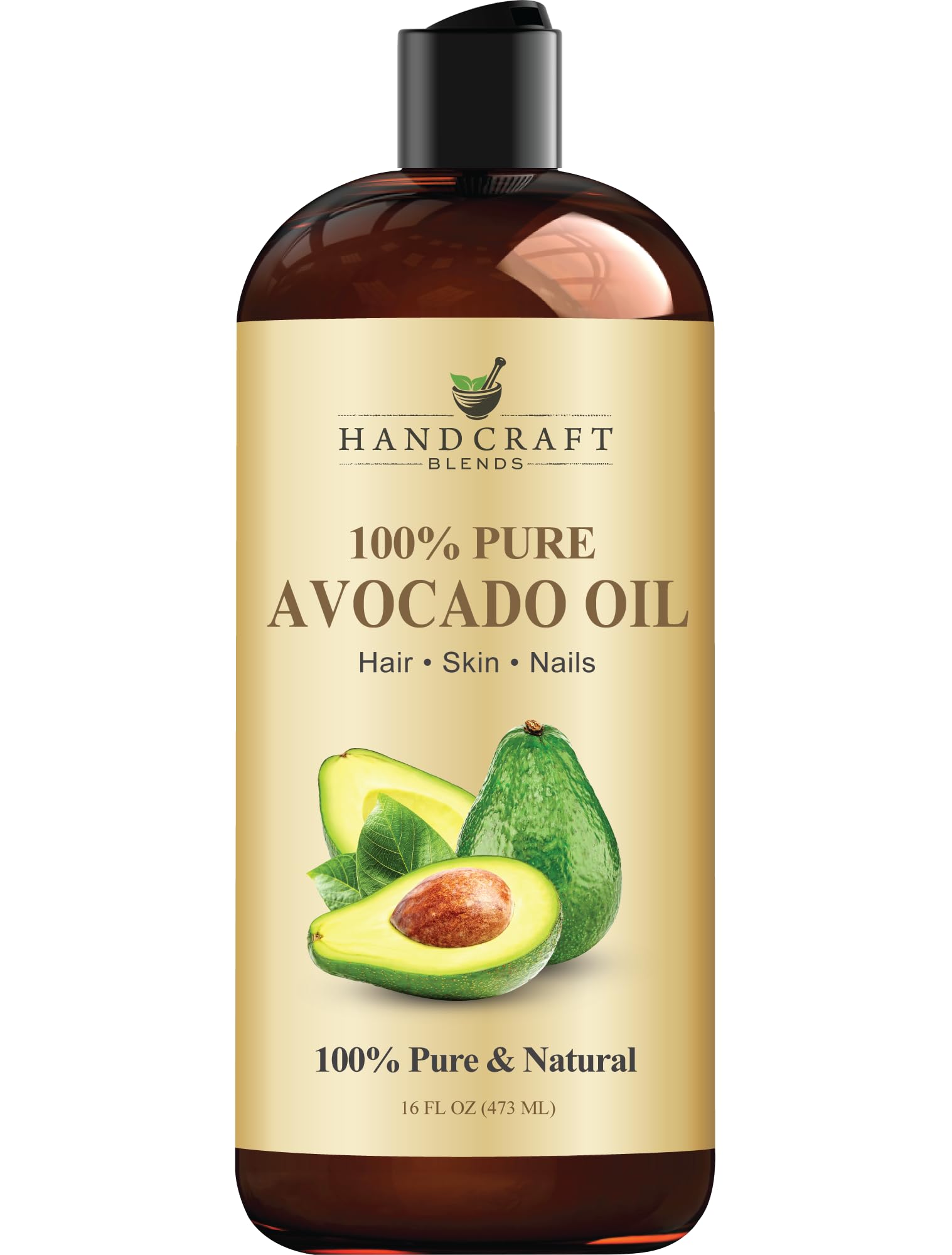 Handcraft Blends Avocado Oil - Cold-Pressed 16 Fl Oz - 100% Pure and Natural - Premium Grade Carrier Oil for Skin and Hair - Hair and Body - Massage -