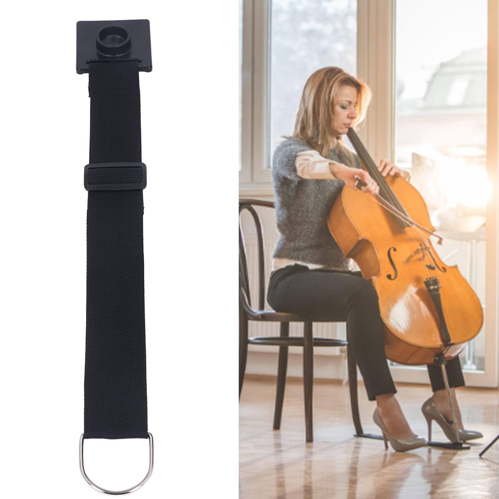 Pique-Ancre Antidérapant Pour Violoncelle Newellsail - Sangle Réglable 49-79 Cm Avec Anneau Métal Et Coussinet