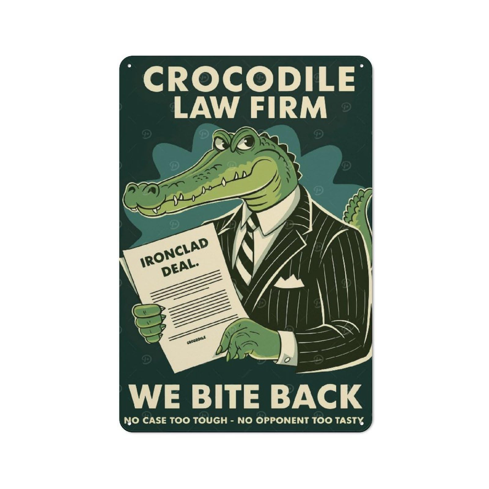 Junmoney Crocodile Law Firm Advertisement Shed Metal Sign With Design 30X20cm, Outdoor Room Shed Wall Decor For Shed, Garden Room, Porch Or Garage