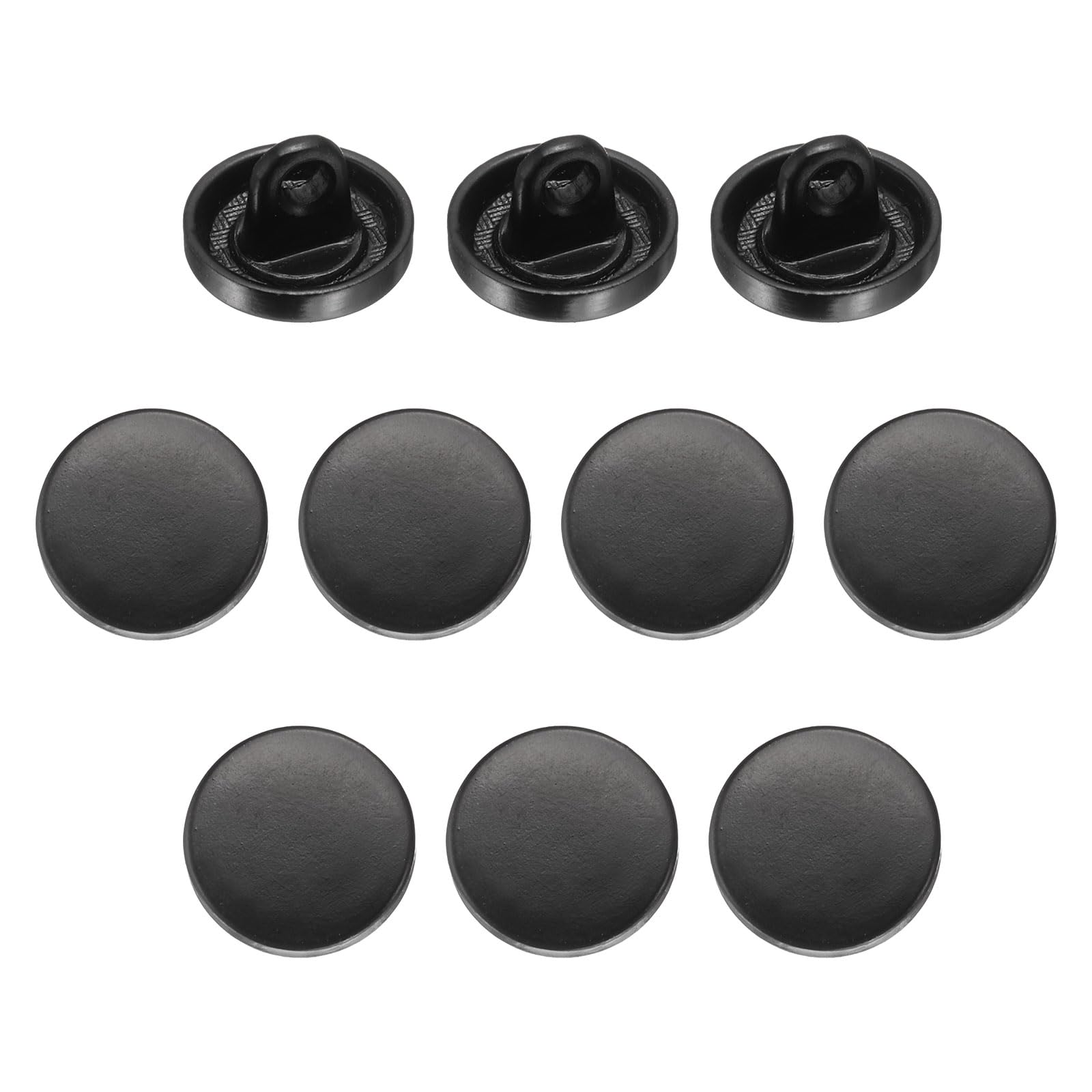 sourcing map 10pcs Metal Flat Button, 10mm Round Metal Sewing Button Alloy Shank Replacement Button for Men Women Suit Woolen Coat Shirt Jacket Trousers Sewing Crafts, Matte Black