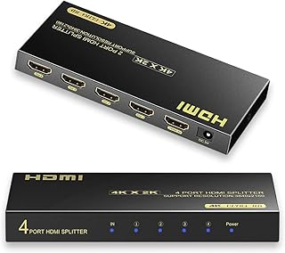 4K HDMI Splitter 1 in 4 Out, HDMI Splitter 1 Input 4 Output Support 4K 60Hz Full HD 1080P and 3D, Compatible with Xbox PS3/4 Roku Blu-Ray Player
