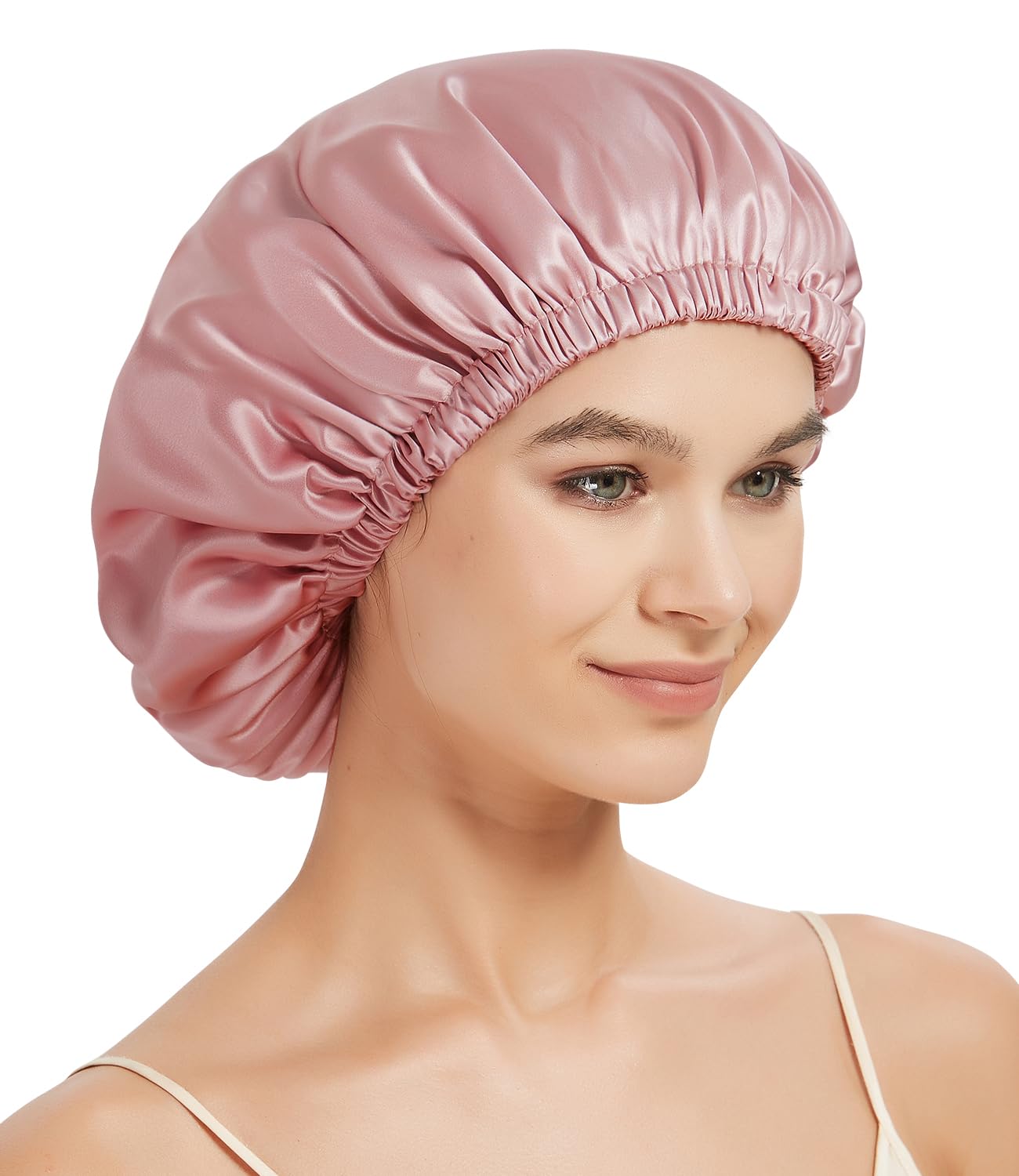 Hat Hut Unisex Pink 22 Momme Mulberry Silk Bonnet For Sleeping, Hair Wrap For Curly Hair 100% Pure Mulberry Silk Sleep Cap, Reversible Bonnet (Uk, Alpha, One Size, )