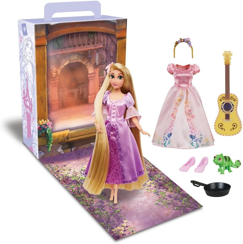 Disney Store Official Rapunzel Story Doll, Tangled, 11 Inches, Fully Posable Toy in Glittering Outfit - Suitable for Ages 3+ Toy Figure, Gifts for Girls, New for 2023