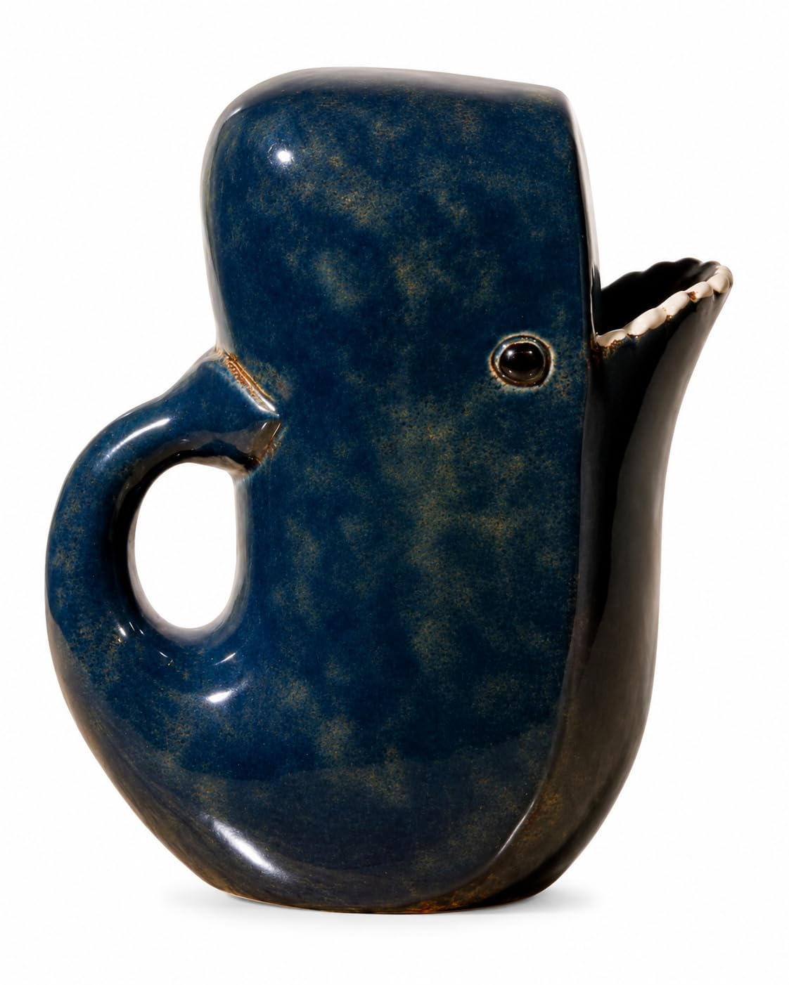 Pichet Décoratif Cachalot en Grès Bleu Marine – Carafe en Forme de Baleine, Objet de Décoration Original pour Cuisine, Salon ou Salle à Manger, 21,5 x 17 x 10 cm