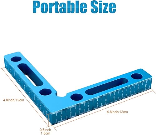 Miniatura 2 de 4 cuadrados de posicionamiento de aleación de aluminio de 90 grados, abrazaderas de ángulo recto de 4.7 x 4.7 pulgadas, herramienta de carpintería