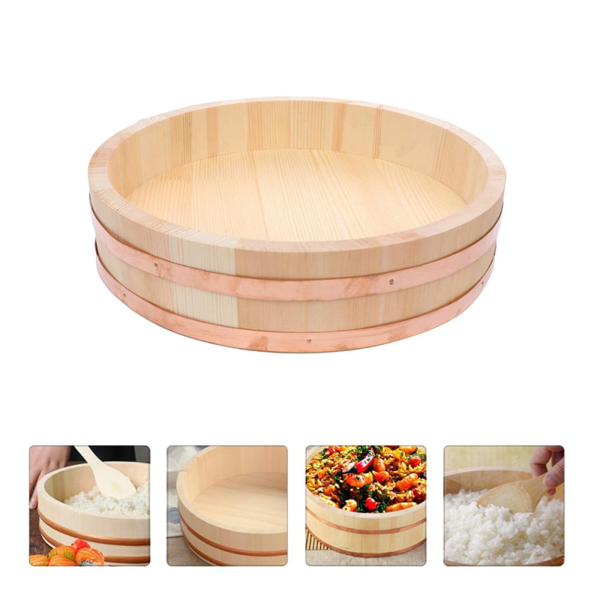 DOITOOL Cuenco de Madera Color Aleatorio Adecuado para Cocina en Casa o Restaurante Herramienta Tradicional Japonesa para Mezclar Arroz y Preparar Sushi Absorción de