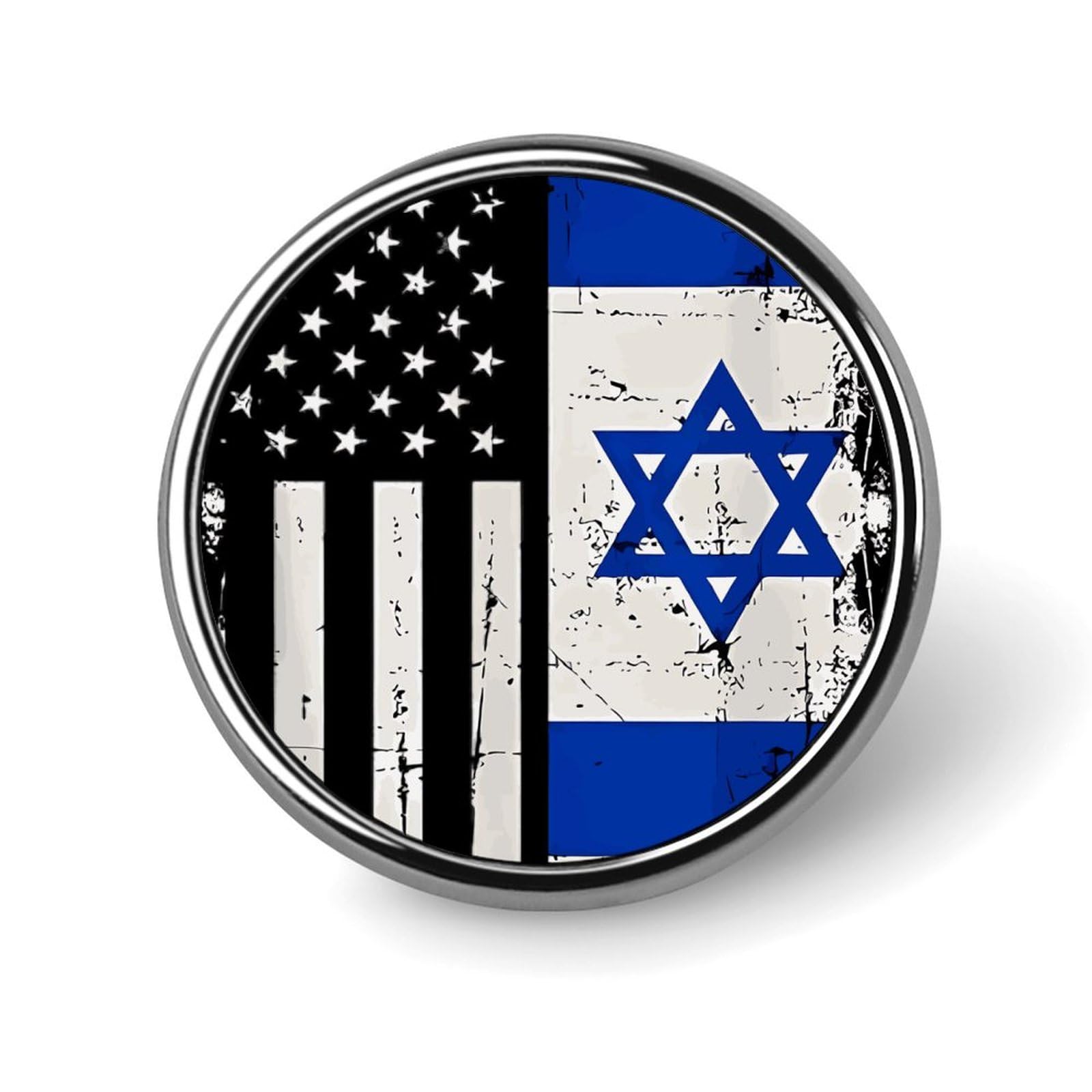U.S. Friendship Israel Flag Round Lapel Pin Button Brooch Tie Tack Badge Elegant Hat Clothing Jewelry Accessories, Circular, style