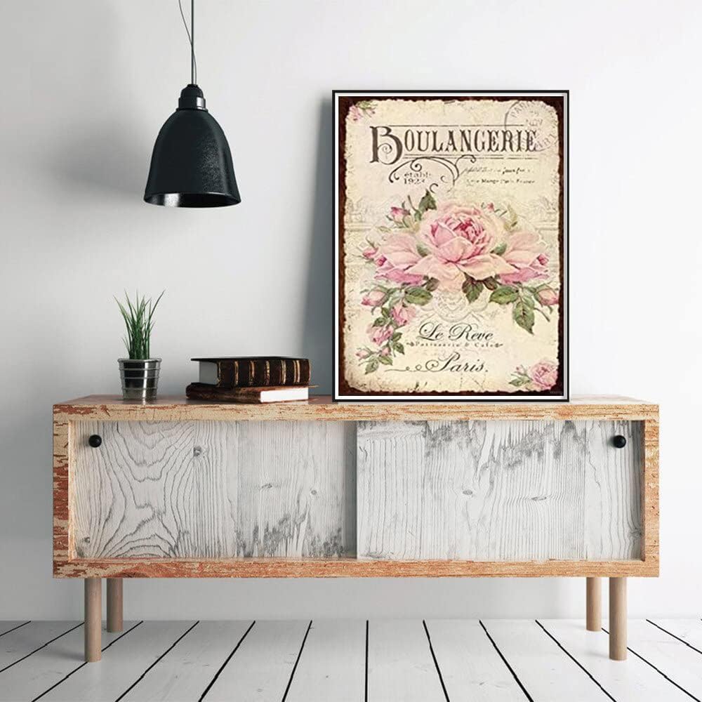 YEEIFFD New Year Gift Pink Elegant Rose Diamond Painting 5D Diamond Art Kits Vintage Floral Art DIY Full Drill for Home Kitchen Decor for Christmas Valentine's Day 12x16 inch