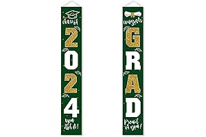 Classy Green and Gold Graduation Porch and Banner Decorations