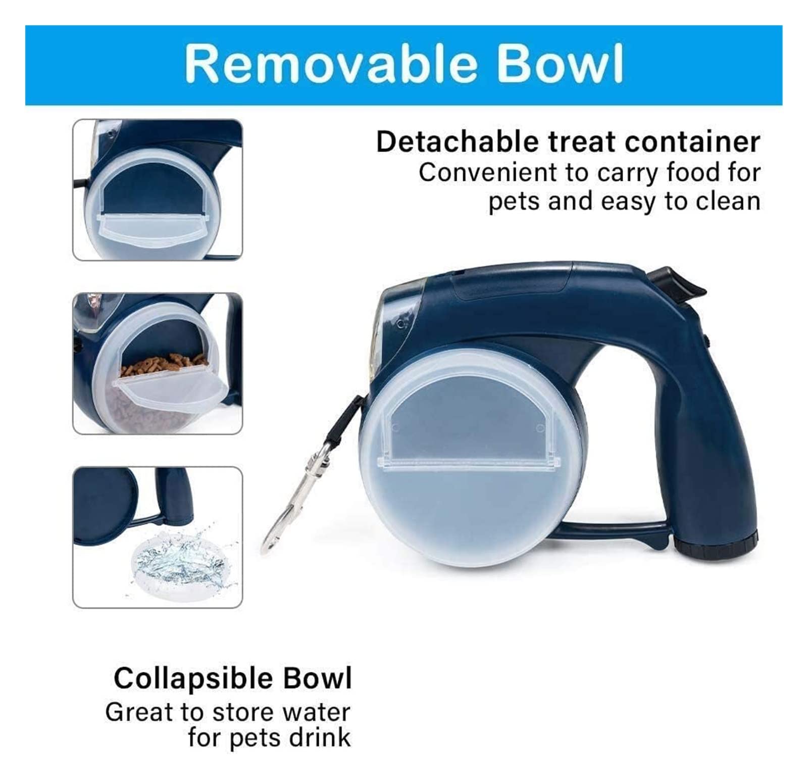 GOUJIAN Guinzaglio retrattile per cani, 4 m, 360°, senza grovigli, con torcia LED, contenitore per snack e dispenser di sacchetti della spazzatura, guinzaglio per cani all-in-two | rosso