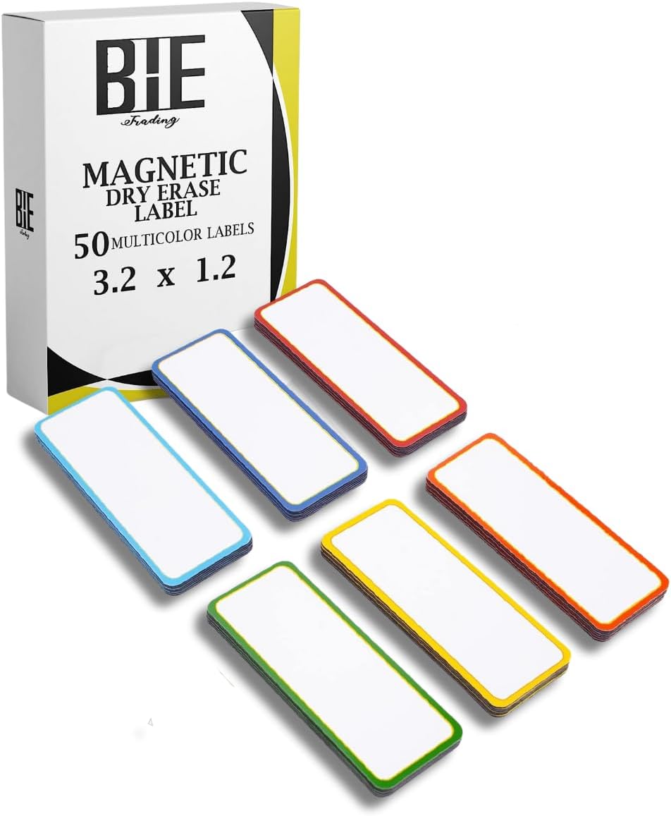 ECENCE Dry Erase Magnetic Labels 75pcs Reusable Magnetic Name Tags 2