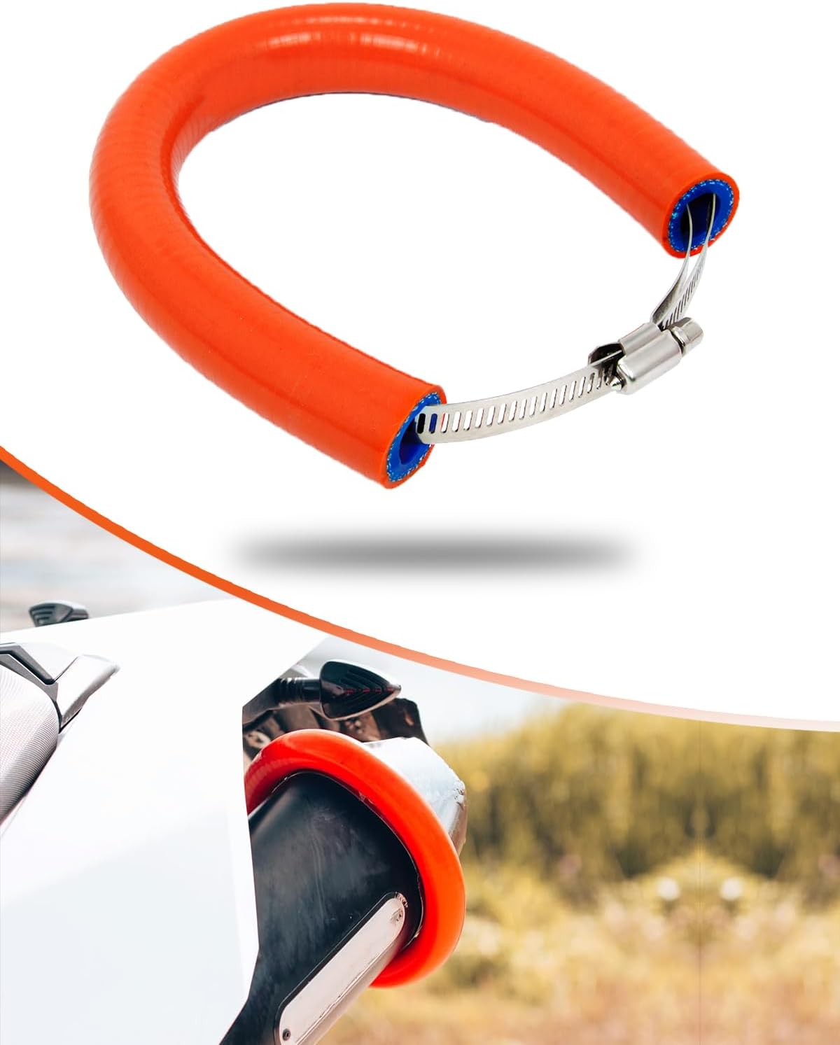 Motorcycle Exhaust Pipe Muffler Protector Ring Universal for Motorcycle, Dirt Bike, Street Bike, 25.2'' ORANGE