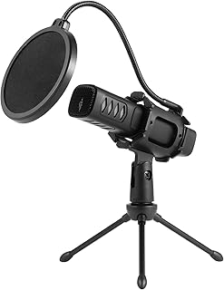 USB microphone,HUIOP USB Microphone Cardioid Condenser Mic with Tripod Stand Pop Filter Shock Mount for Gaming Streaming Podcasting Compatible with PC Laptop Smartphone,USB cardioid condenser micropho