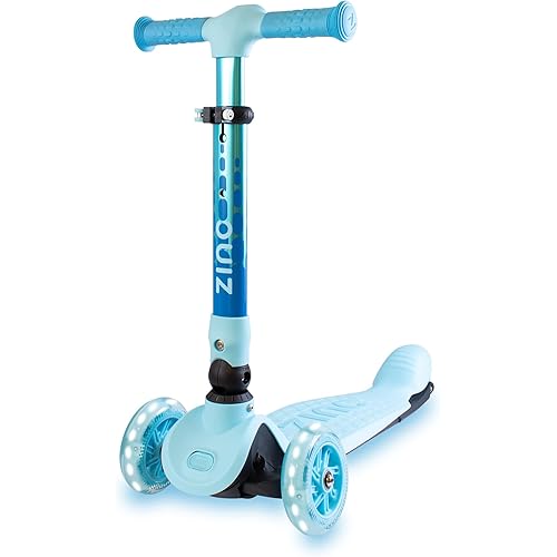 Zinc Flyte Three Wheeled Folding Scooter - Foldable Kick Scooter with Light Up Wheels and Adjustable Height for Girls and Boys Ages 3+