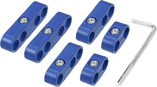 X AUTOHAUX 1 juego de 0276in a 0315in para motor de automóvil separador de cables abrazadera organizadora de aleación de aluminio azul