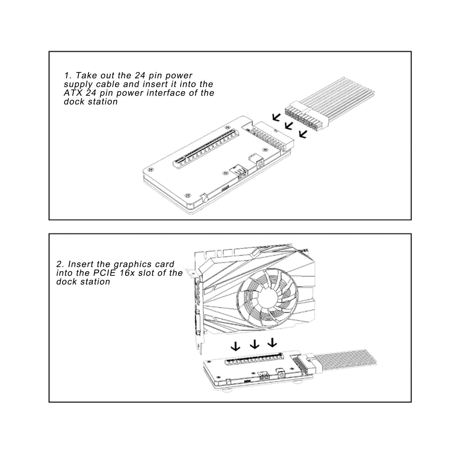 Zewnętrzna Stacja Dokująca GPU Stacja Dokująca do Kart Graficznych Zgodna z Gniazdem PCIE 16X ze Wspornikiem ATX do Kart Graficznych, Sieciowych PCIE, 1 Jednostka