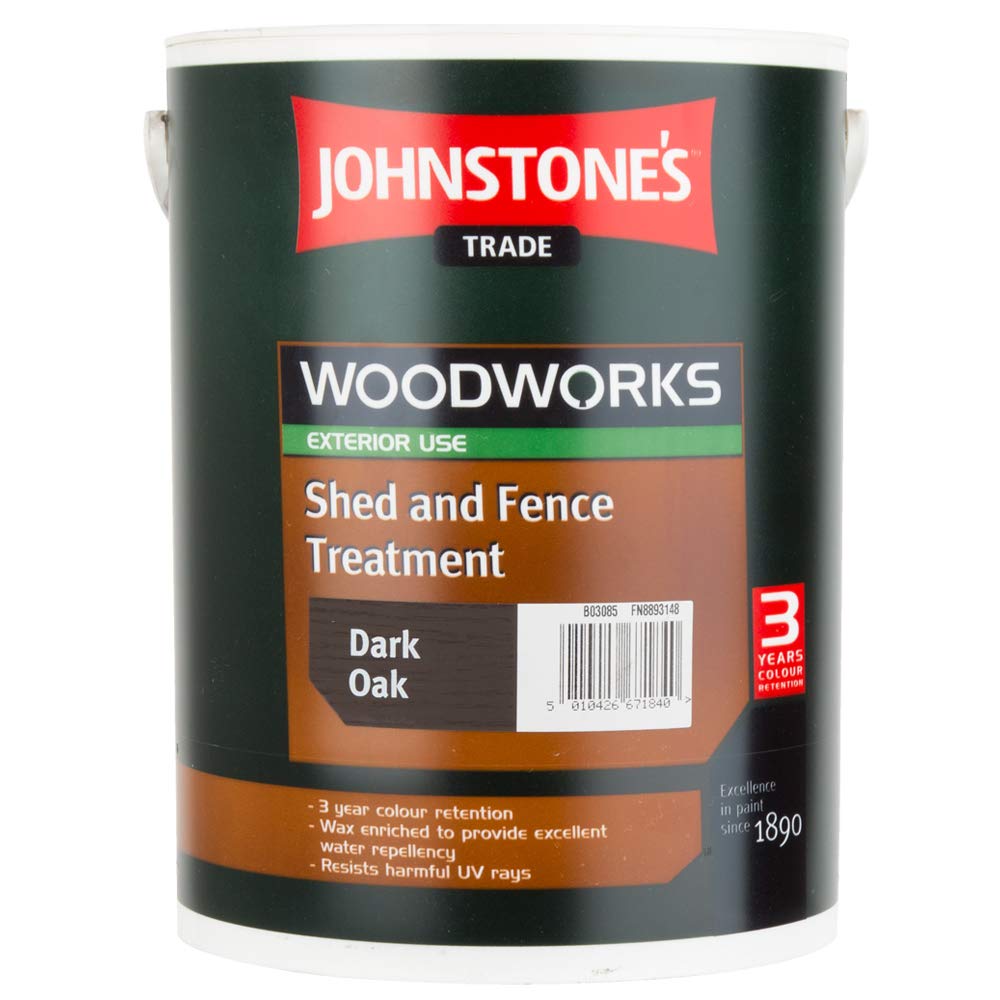 Johnstone's Dark Oak 5 Ltr Woodworks Shed & Fence Quick Dry Woodstain
