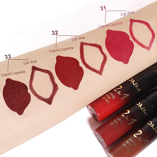 Miniatura 154 de evpct Juego de 6 delineadores de labios y lápiz labial, color rojo oscuro, malva, morado, ciruela, mate, mate, 24 horas a prueba de agua mate, 24 1