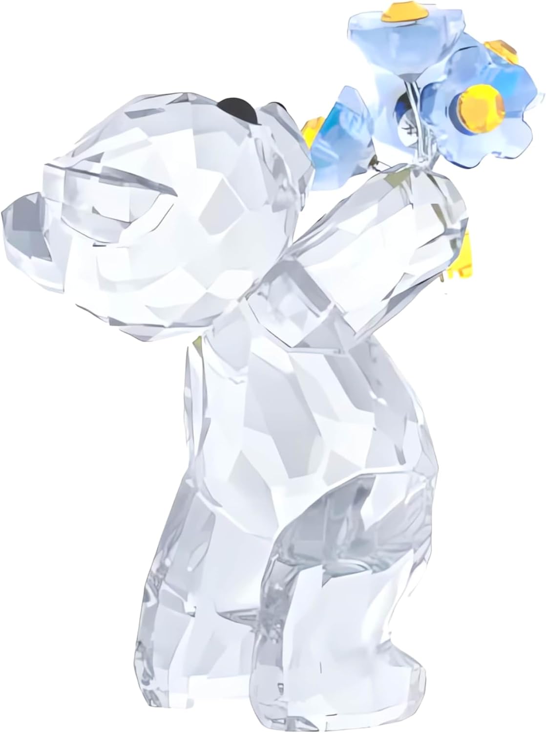 SWAROVSKI Kris Bears Forget Me Not, Clear Swarovski Crystal with Blue and Yellow Accents, Part of the Swarovski Kris Bears Collection