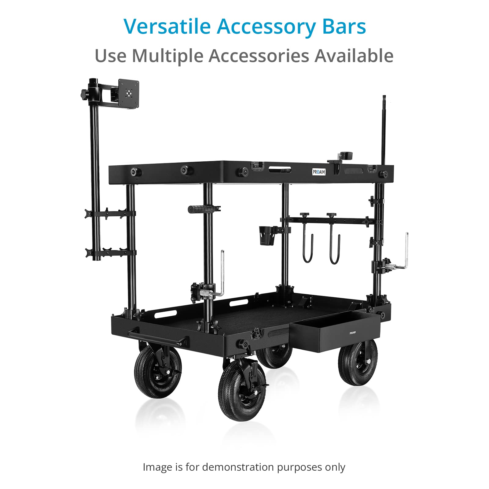 PROAIM Victor Lite 32 Zoll Kamera-Produktionswagen für Film/Studio/Bühne/DIT/Sound/Beleuchtung. Faltbar, 200 kg Nutzlast, Speichern und Transportieren Sie Ihre Ausrüstung sicher. Schnelle Einrichtung