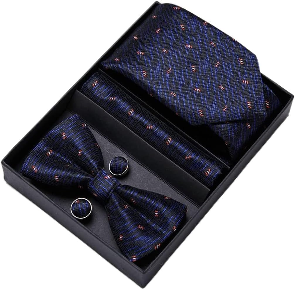 Men Bow Tie and Handkerchief Set Bowtie Slim Necktie