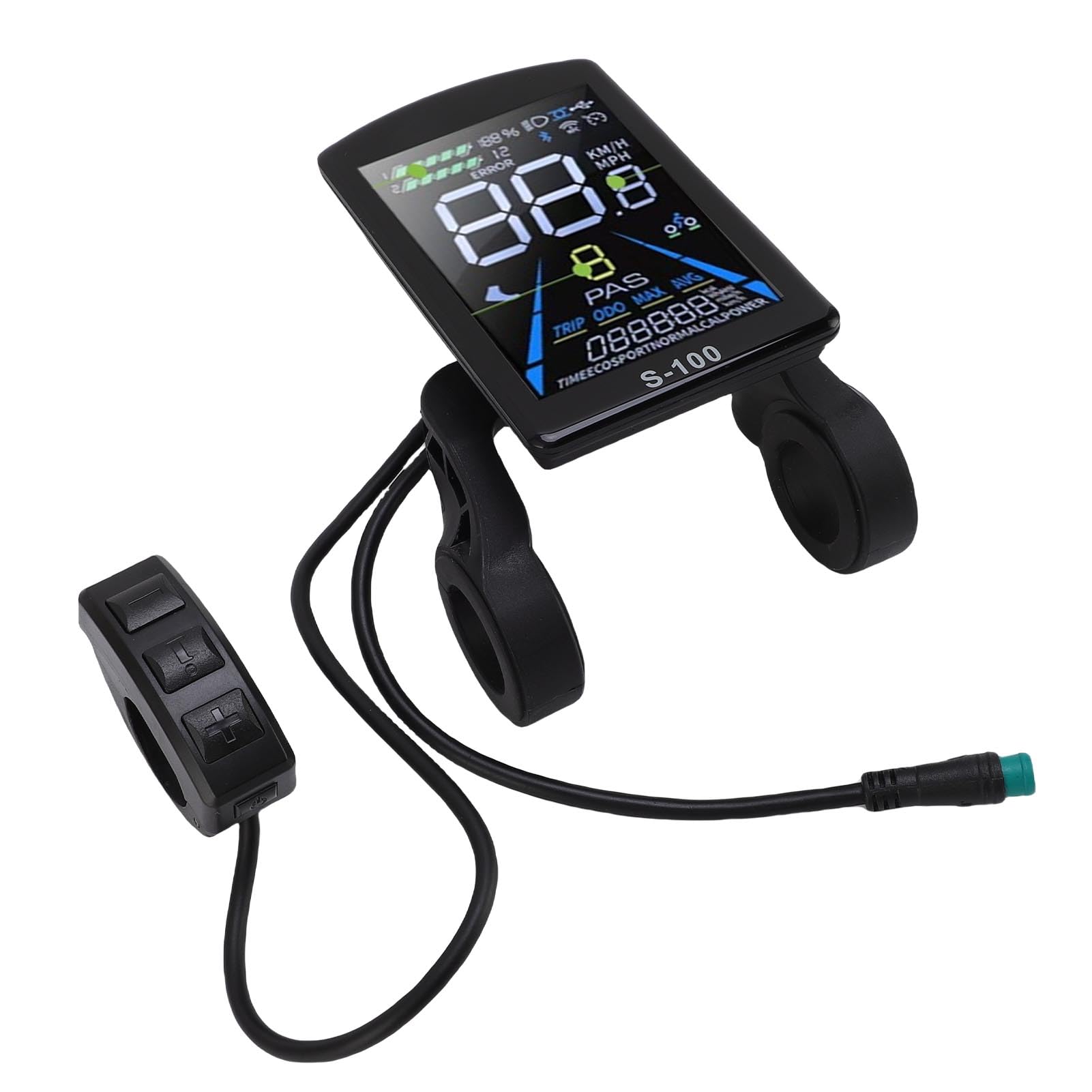 Luocute Display LCD per Bici Elettrica, Cruscotto Display LCD per Scooter con Schermo a Colori con Cavo a 5 Nuclei Resistente Alla Pioggia, Adatto per la Modifica della Bici per