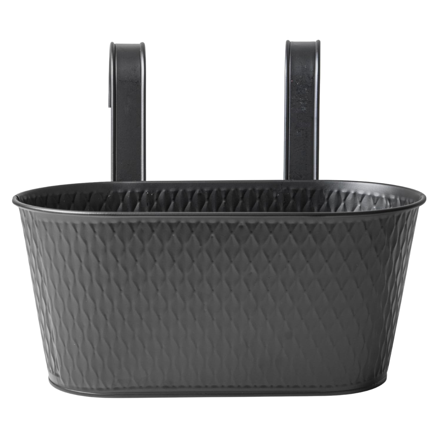FabFinds Over Fence Diamond Planter 26.5cm Metal Balcony Railing Plant Pot For Garden Fence Patio Outdoor Flower Displays Assorted Packs (4, Black)