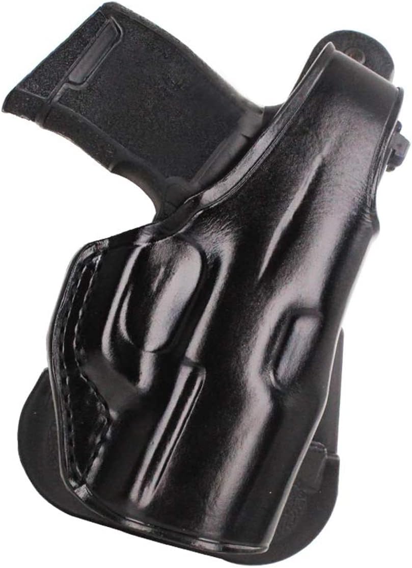Masc Premium OWB Leather Paddle Holster with Thumb Break, Fits P365 Micro Compact 3.1-inch, R/H Draw, Black Color #1329#