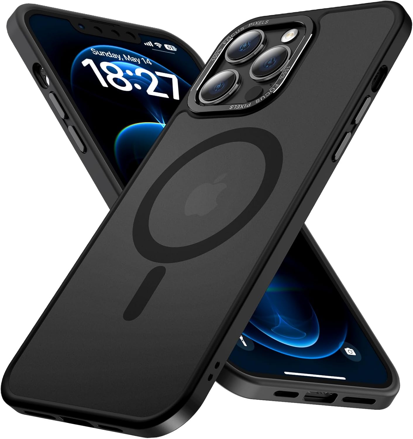 KISEN for iPhone 12 Pro Max Case Magnetic Compatible with MagSafe Slim Translucent Matte Phone Case Cover 6.7 inch (Black)