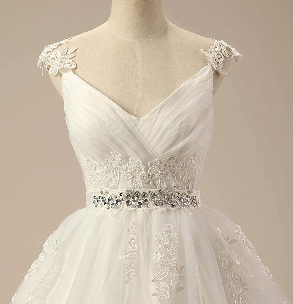 Abito da Sposa Pizzo Scollo a V Spiaggia per la Sposa, Avorio, 32