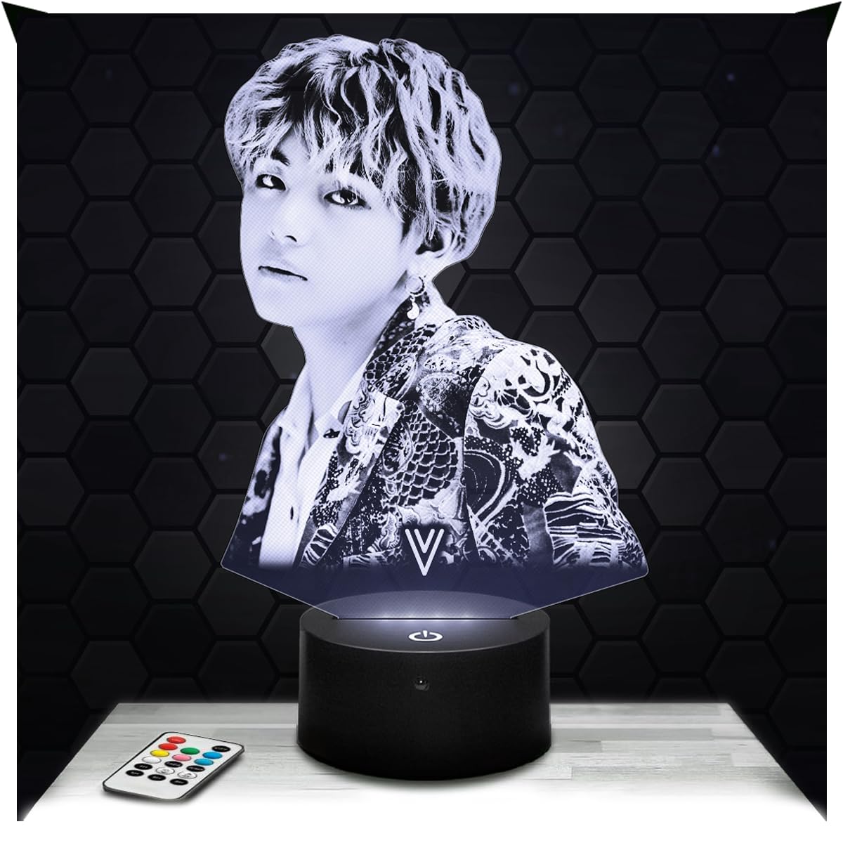 Lampephoto.fr - V for Girl's Room, 3D V lamp K-pop Object, Korean Pop Korean Gift Idea, Soft Light Decoration Night Light Office Decor. Original Christmas, Gift idea for Teenagers, Merchandising TOP