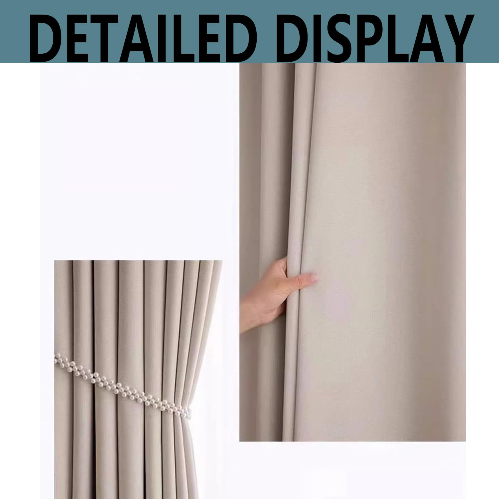 Tende oscuranti termoisolanti per camera da letto e soggiorno, in morbido cotone e lino, tinta unita, 1 pannello (52x84in / 132 x 213 cm) con ganci, risparmio energetico e privacy