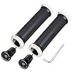 TOPCABIN Bicycle Grips,Double Lock on Locking Bicycle Handlebar Grips Rubber Comfortable Bike Grips for Mountain BMX ((Aluminum Lock Plug) Silver 1 Pair)