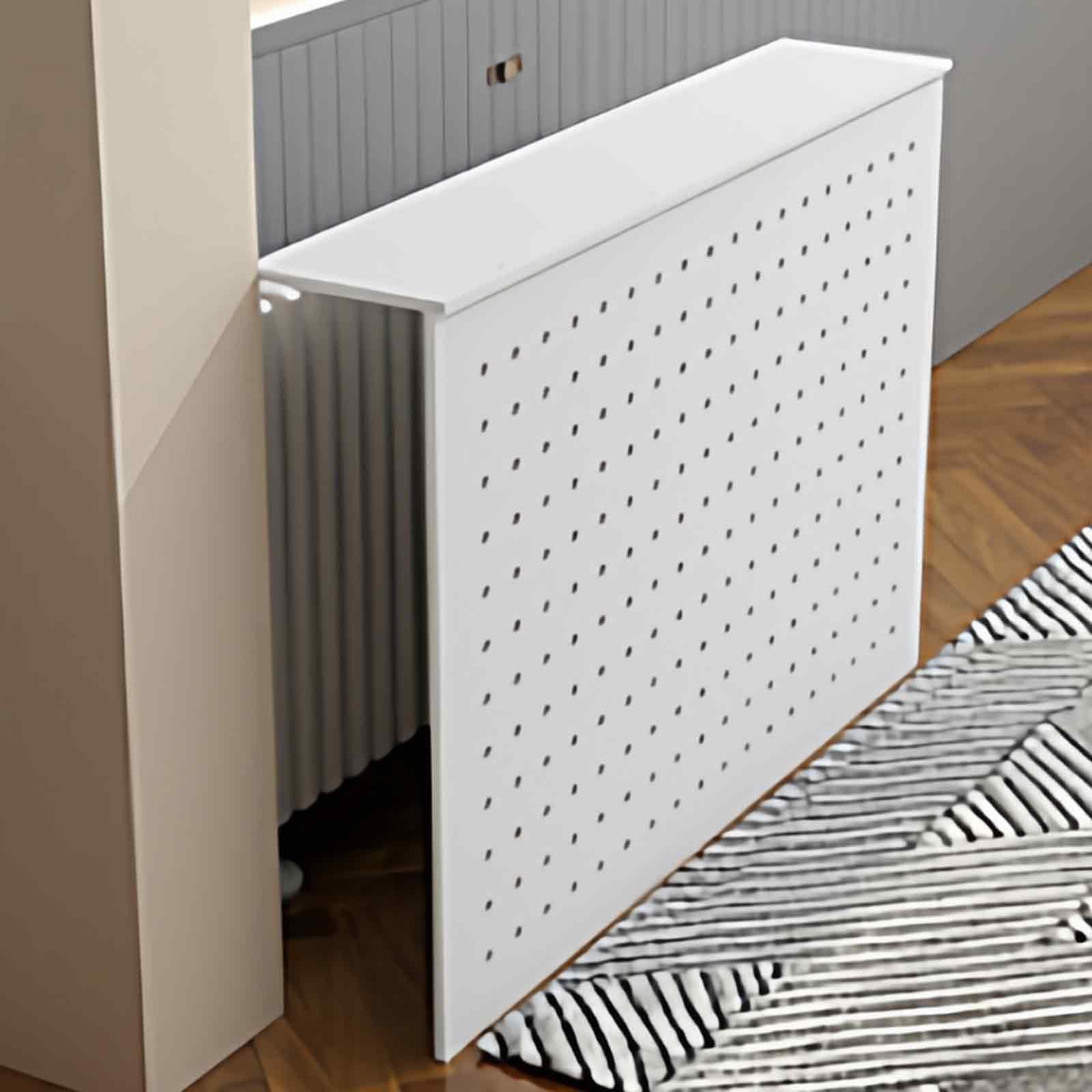 Heizkörperverkleidung für Zuhause, Moderne Heizungsverkleidung aus Holz Verbergen Unansehnliche Heizkörper und Wasserleitungen mit Belüftungslöchern(White,90x70x20cm/35x28x8in)