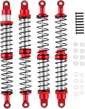 130mm RC Shock Absorber Universal Upgrades Part for 1/10 RC Scale Cars,4PCS Aluminum 7075 Adjustable RC Shock Absorber Hops Up,Red
