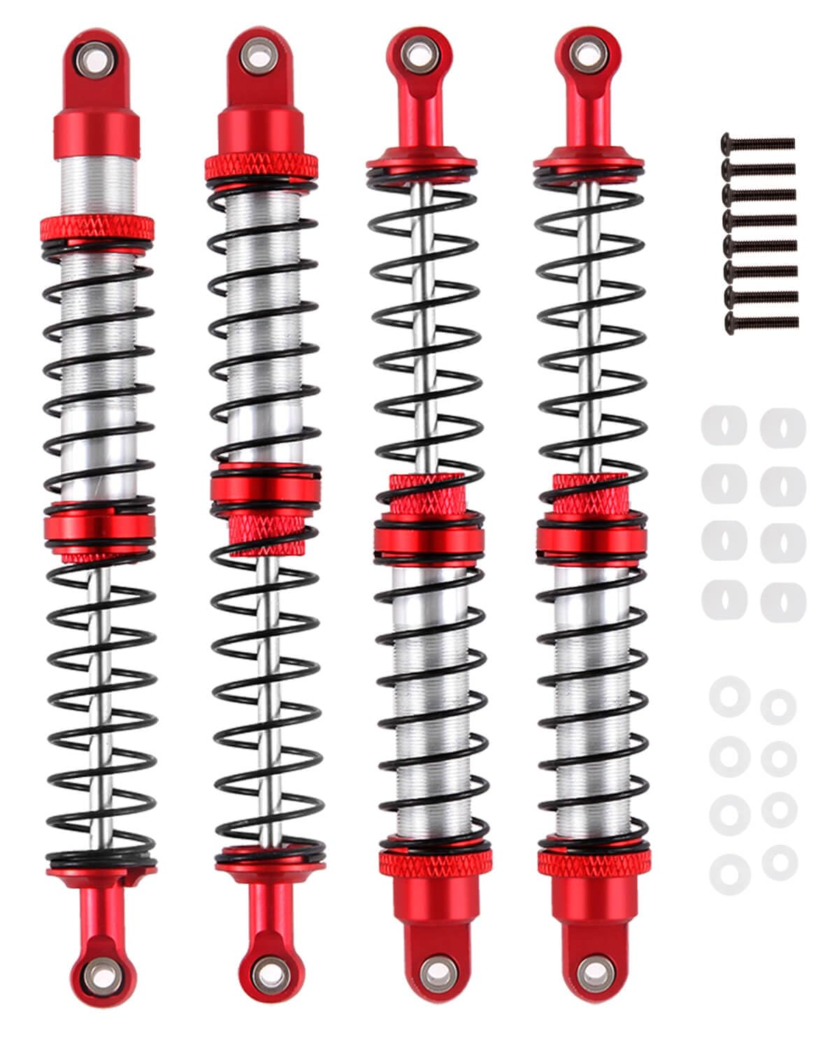 130mm RC Shock Absorber Universal Upgrades Part for 1/10 RC Scale Cars,4PCS Aluminum 7075 Adjustable RC Shock Absorber Hops Up,Red