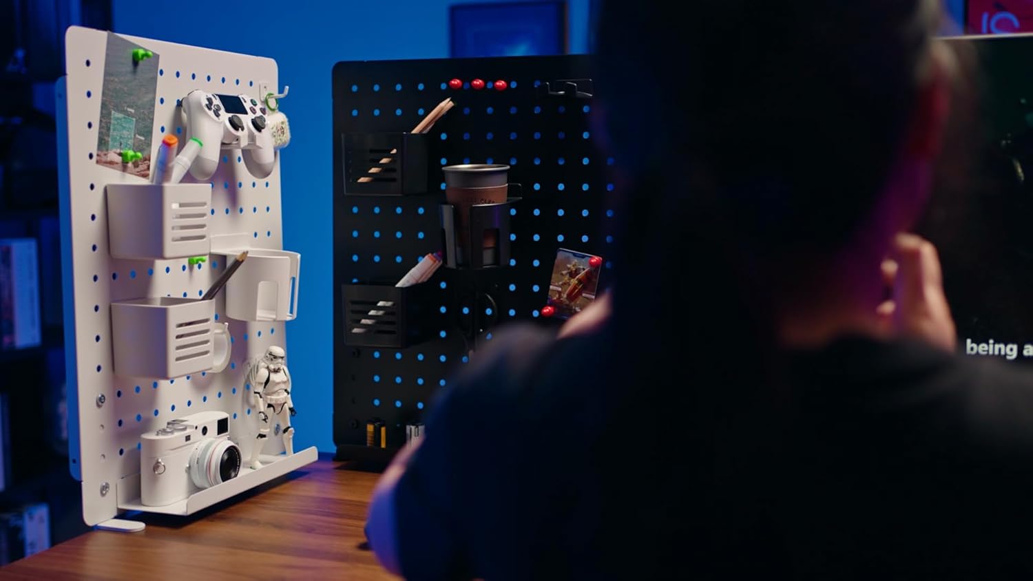 Gaming Desk Organizer | Large Pegboard & Privacy Panel