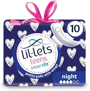 Lil-lets Teens Night Pads, 1 Pack of 10 Petite Pads with Wings