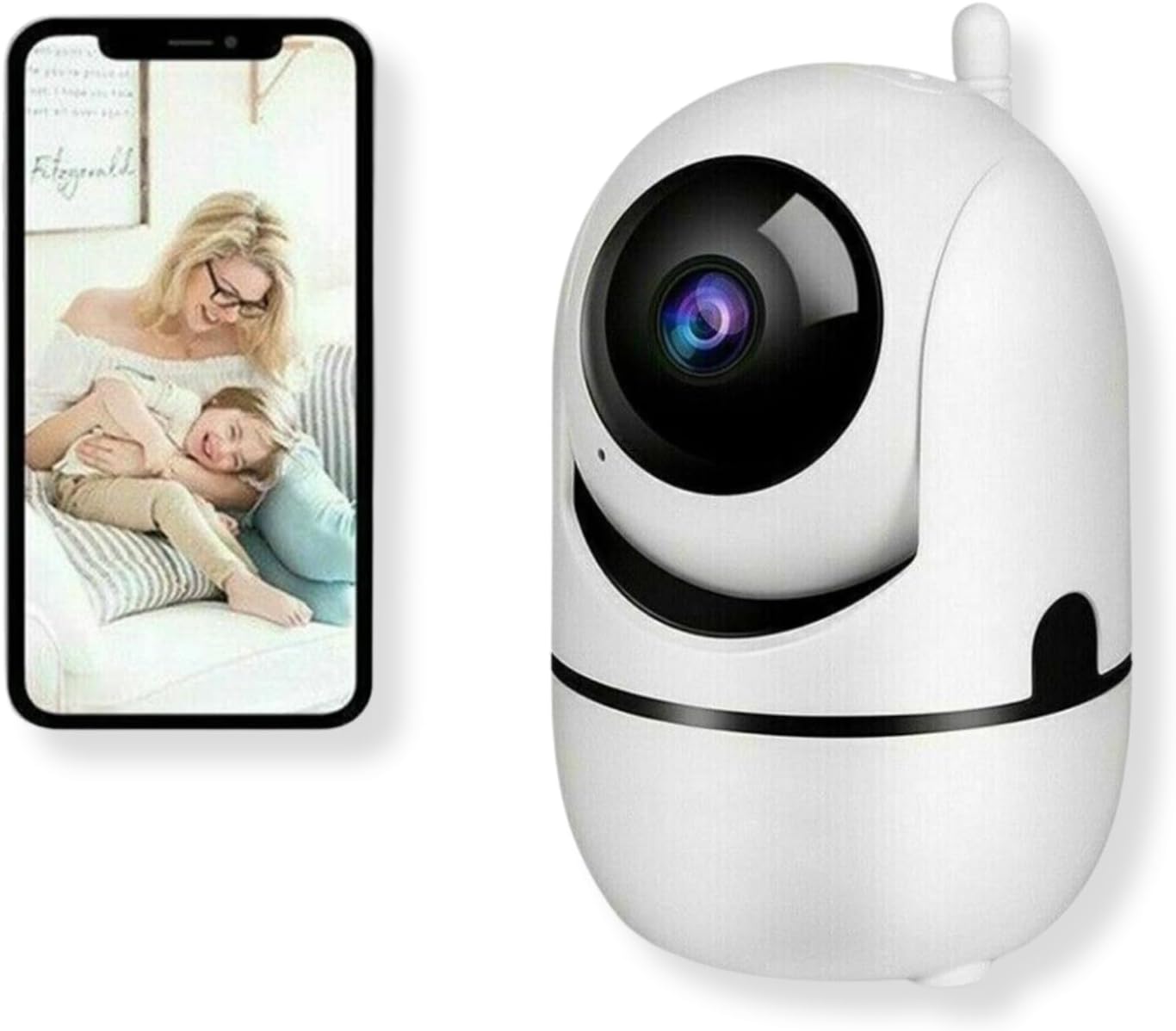 Security Camera - Wireless 1080p Security Camera with Antenna SD Card Slot 360 Rotation 2 Way Audio Speaker & IR Night Vision, Outdoor & Indoor Motion Detector Camera with Alarm