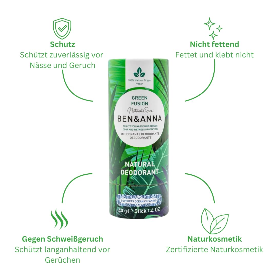 Ben & Anna Soda Deodorant Paper Tube - Green Fusion 1.41 oz