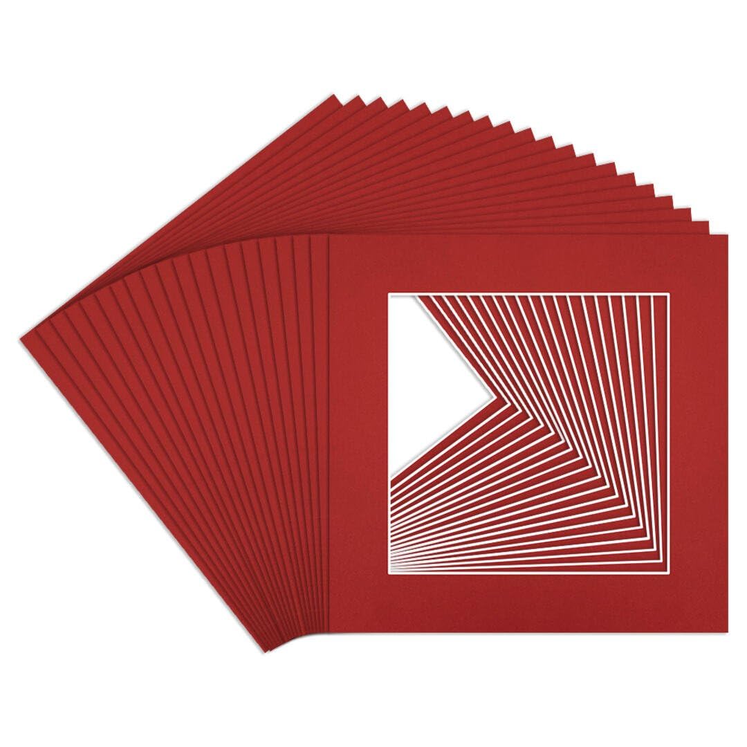 Procut Global 5x5" Crimson Picture Mounts to Fit 3.5x3.5" Aperture - Precision Cut Cardboard Photo Mount - Ideal for Frames, Prints, Artwork & Certificates - Sizes & Colours Available - 20 Pack