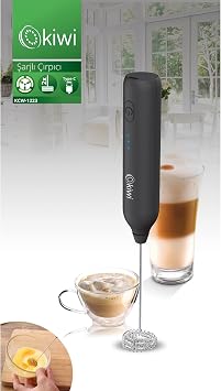 KIWI Kcw-1223 Pratik Usb Şarjlı Süt Ve Kahve Köpürtücü Hız Ayarlı Siyah