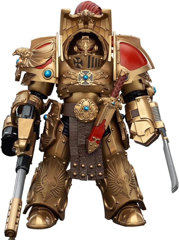 JOYTOY Action Figure 1/18 Warhammer The Horus Heresy Legio Custodes Aquilon Terminator Squad Aquilon with Infernus Firepike Collection Model Birthday Gifts