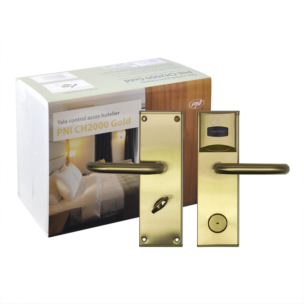 The PNI PNI-CH2000RG Card Door Lock, fully assembled, showing the card reader slot and handle on the exterior side.